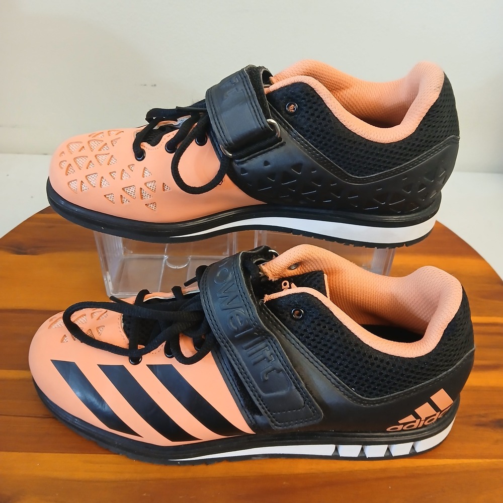 Adidas Powerlift 3.1 Womens 8 Peach Black Running Shoes Sneakers AQ3333
